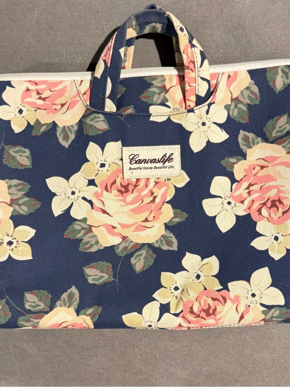 Floral Laptop Bag in Navy and Pink